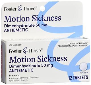 Foster & Thrive Motion Sickness Dimenhydrinate 50 mg Tablets 12CT