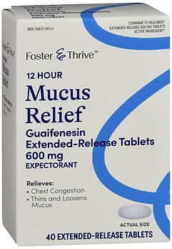 Foster & Thrive 12 Hour Mucus Relief Guaifenesin 600 mg Extended-Release Tablets 40ct