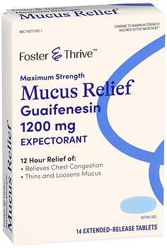 Foster & Thrive Maximum Strength Mucus Relief Guaifenesin 1200 mg Extended-Release Tablets 14ct