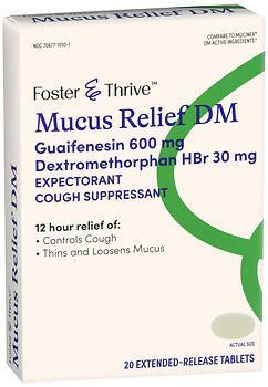Foster & Thrive Mucus Relief DM Guaifenesin 600 mg Dextromethorphan HBr 30 mg Extended-Release Tablets 20ct