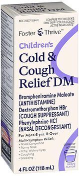 Foster & Thrive Children's Cold & Cough Relief DM Brompheniramine Maleate Dextromethorphan HBr Phenylephrine HCl Liquid