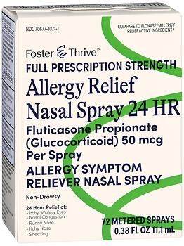 Foster & Thrive Allergy Relief Nasal Spray Fluticasone Propionate (Glucocorticoid) 50 mcg 24 HR 72 meter sprays