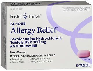 Foster & Thrive 24 Hour Allergy Relief Fexofenadine HCl USP 180 mg Tablets 15ct
