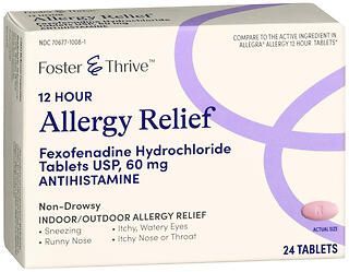 Foster & Thrive 12 Hour Allergy Relief Fexofenadine HCl 60 mg Tablets USP