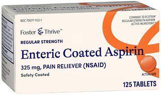 Foster & Thrive Regular Strength Enteric Coated Aspirin 325 mg Tablets 125ct