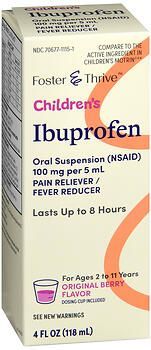 Foster & Thrive Children's Ibuprofen 100 mg pr 5 mL Oral Suspension (NSAID) Original Berry 4oz