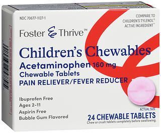 Foster & Thrive Children's Chewables Acetaminophen 160 mg Tablets Bubble Gum 24ct