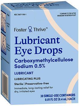 Foster & Thrive Lubricating Plus Lubricant Eye Drops Carboxymethylcellulose Sodium 0.5% Single-Use Containers 30ct