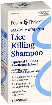 Foster & Thrive Maximum Strength Lice Killing Shampoo Piperonyl Butoxide Pyrethrum Extract