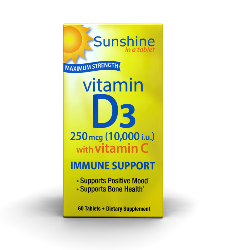 Sunshine In A Tablet Maximum Strength Vitamin D3 250mcg With Vitamin C Tablets 60ct
