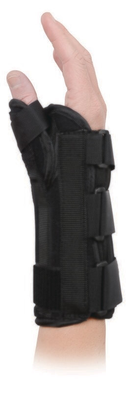 Advanced Orthopaedics Lycra Lined Wrist Brace With Thumb Spica - Left Hand - Size Large Advanced Orthopaedics Lycra Lined Wrist Brace With Thumb Spica - Left Hand - Size Large