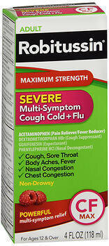 Robitussin Adult Maximum Strength Severe Multi-Symptom Cough Cold + Flu Liquid 4OZ
