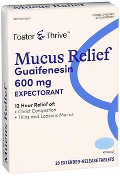 FOSTER &THRIVE MUCUS RELIEF GUAIFENESIN 600MG ER TABLETS 20CT FOSTER &THRIVE MUCUS RELIEF GUAIFENESIN 600MG ER TABLETS 20CT