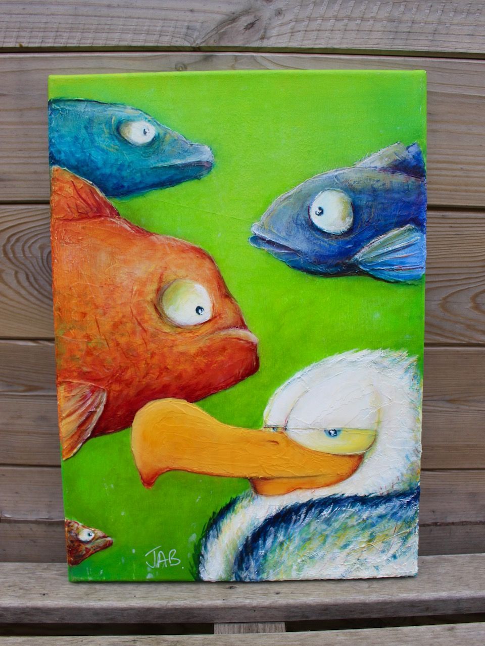 " Goéland et 4  poissons n°2"