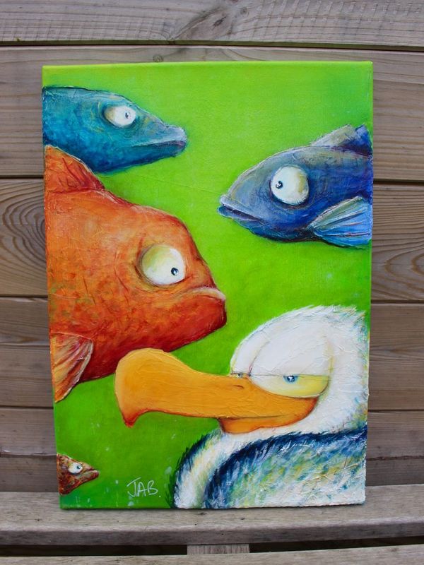 " Goéland et 4  poissons n°2"