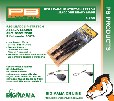 R2G LEADCLIP STRETCH ATTACK LEADER SILT 90CM 2PCS