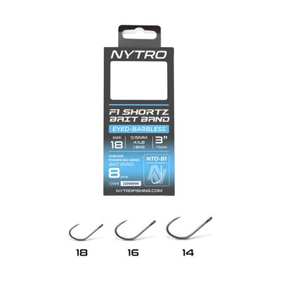NTO-B1 BARBLESS F1 SHORTZ LATEX BAIT BAND READY TIED RIGS
