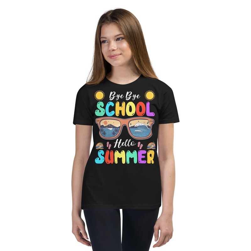  Bye Bye School Hello Summer Youth Short Sleeve T-Shirt