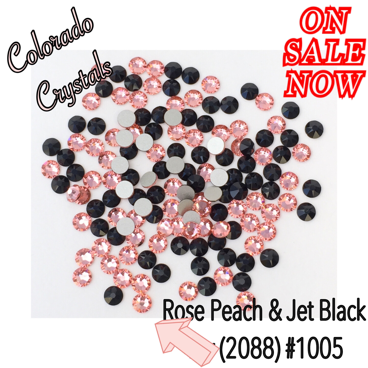 Peach and Black Combo pack of Swarovski 2088 size 20s Peach and Black Combo pack of Swarovski 2088 size 20s