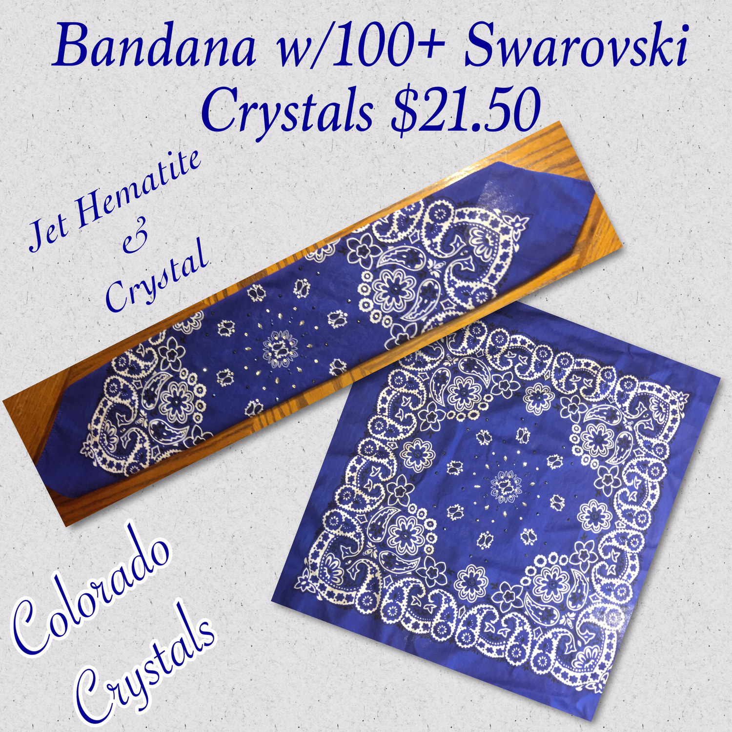 Blue Bandana with Swarovski Crystals Blue Bandana with Swarovski Crystals