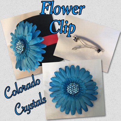 Swarovski Crystal Flower Hair Clip - Dark Blue Swarovski Crystal Flower Hair Clip - Dark Blue