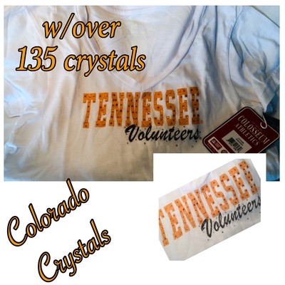 Rhinestoned College Tshirt Tennessee white Rhinestoned College Tshirt Tennessee white