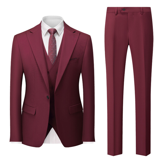 Office Business Formal Men&#39;s Suit Three Piece Set Groom Wedding Dress