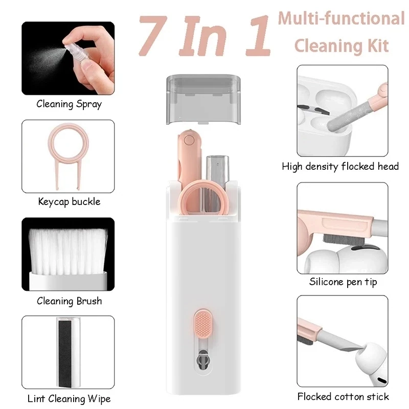 7 in 1 Computer Keyboard,  Earphones Cleaning Kit.