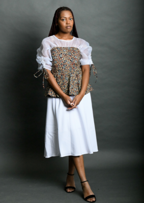TAMALE: flared waist with organza sleeves 