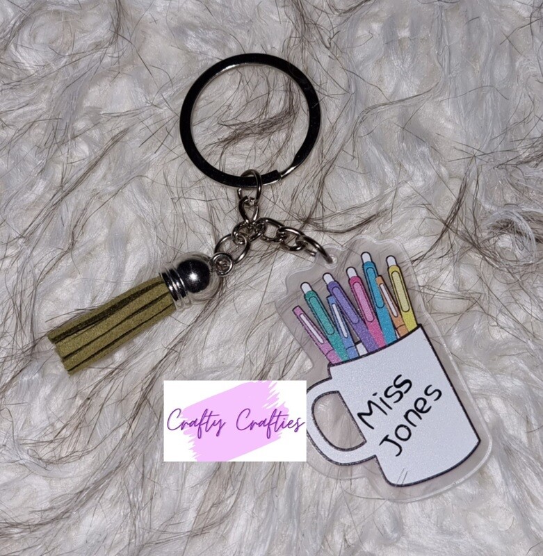 Personalised Pencil Pot Keyring