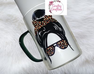 Clear Glass Mug (green handle)