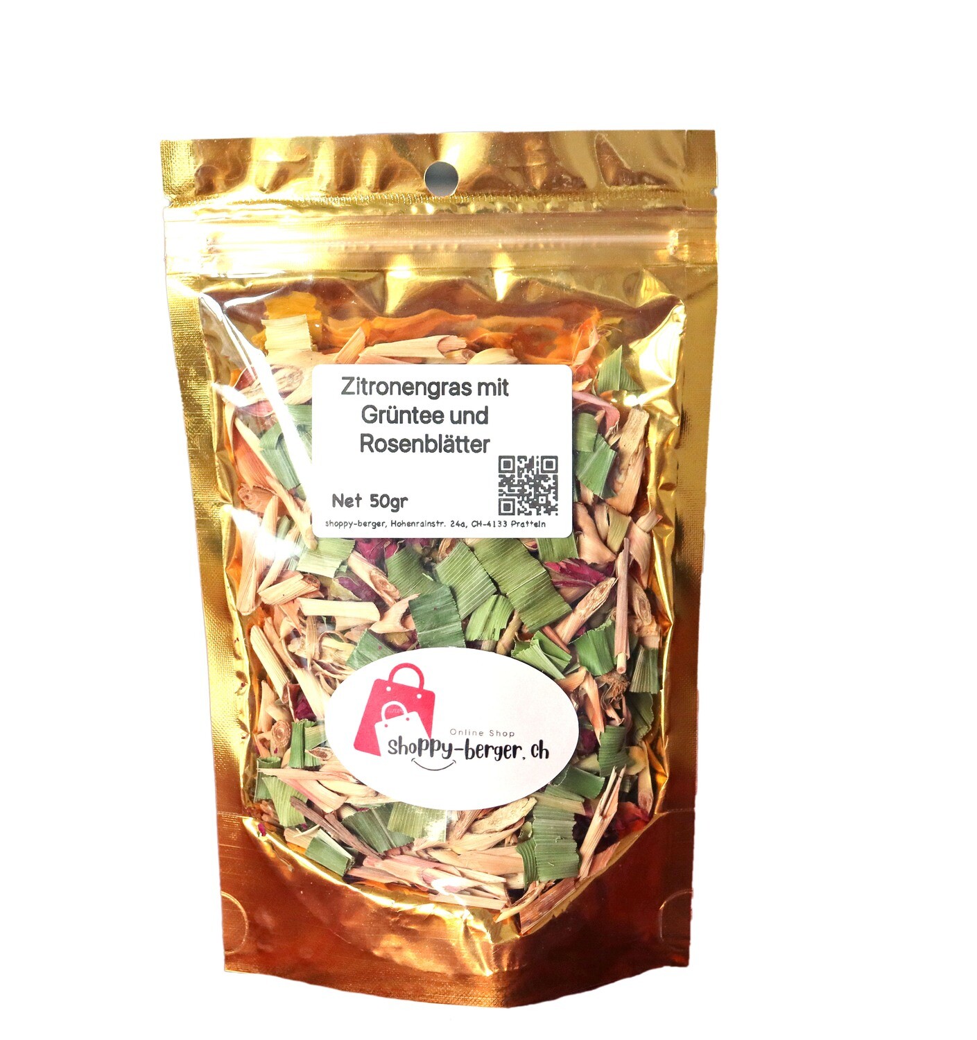 Lemongrass tea with green tea and rose petals
