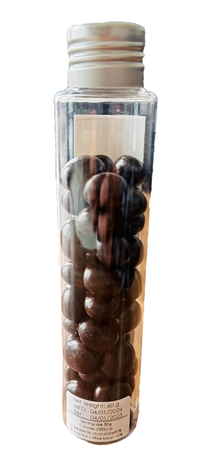 Chocolate-coated coffee beans