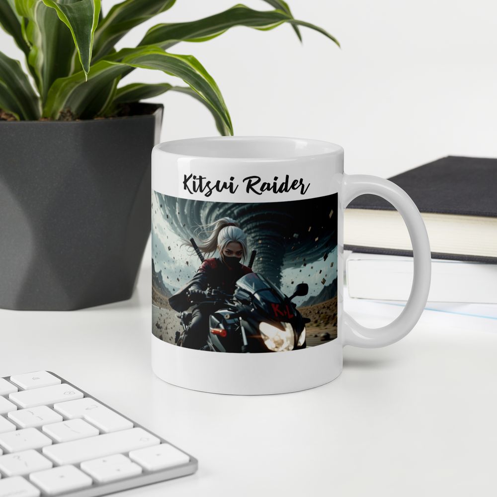 Kitsui Raider - (Tornado Run) White glossy mug