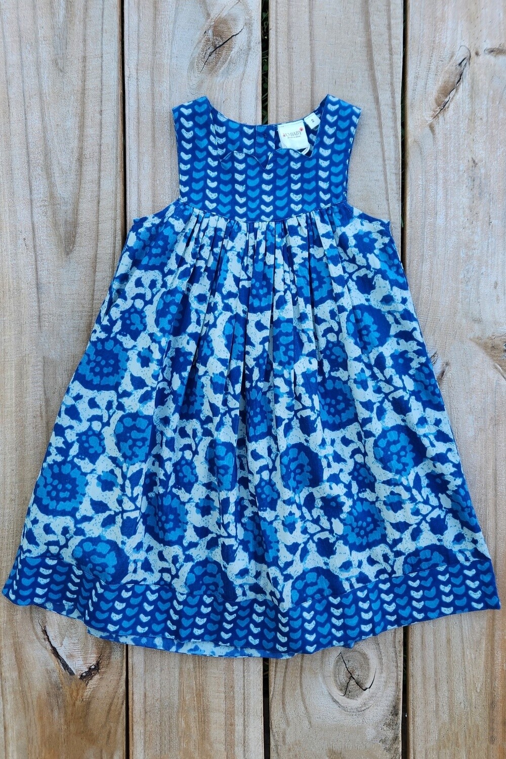 girl&#39;s indigo floral print dress