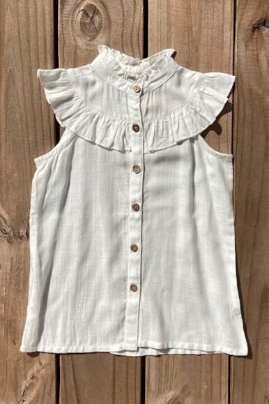 girl&#39;s white frill top