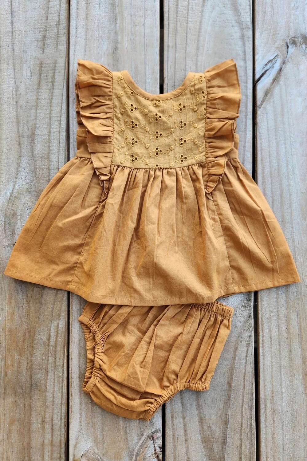 girl&#39;s rust dress &amp; bloomer set