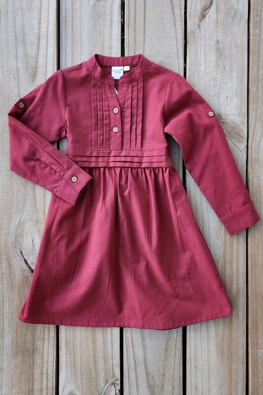 girl&#39;s maroon long sleeve dress