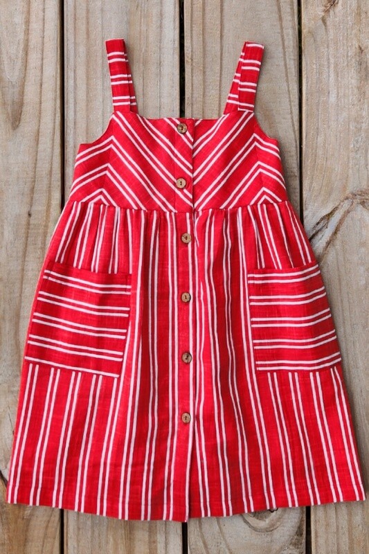 girl&#39;s red striped dress