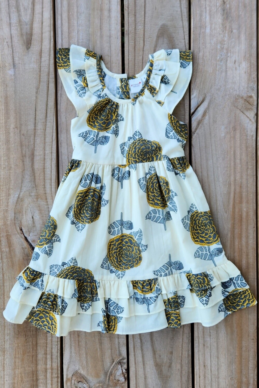 girl&#39;s mustard&amp;grey dress