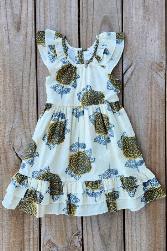 girl&#39;s mustard&amp;grey dress