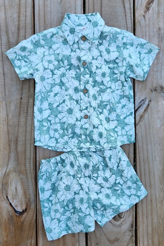 boy&#39;s floral shirt&amp;shorts set