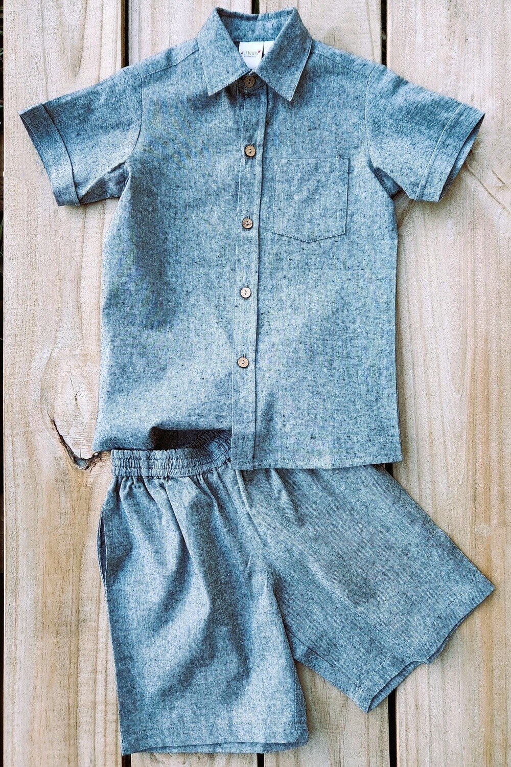 boy&#39;s chambray shirt &amp; shorts set