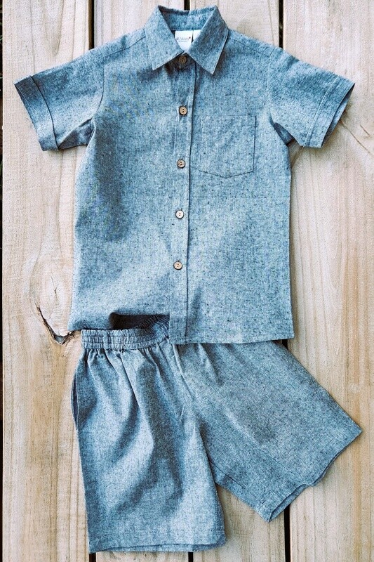 boy&#39;s chambray shirt &amp; shorts set