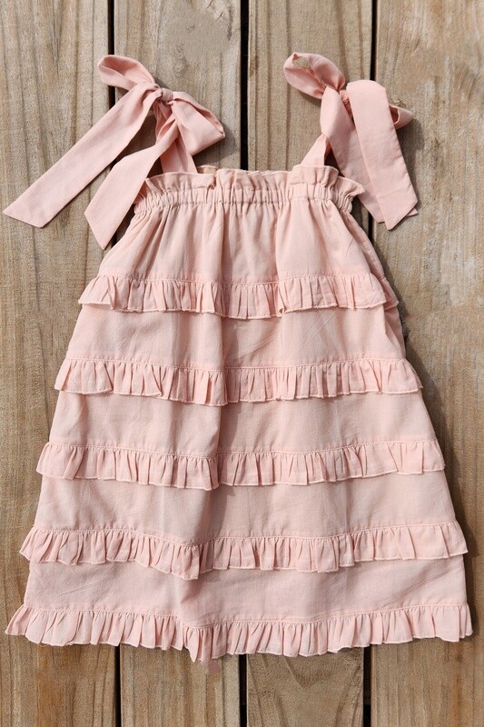 girl&#39;s blush tie-up tier dress