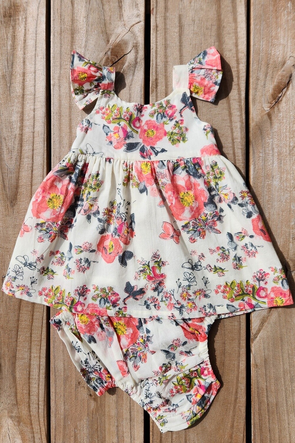 girl&#39;s pink floral dress&amp;bloomer set