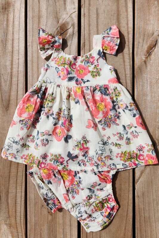 girl&#39;s pink floral dress&amp;bloomer set