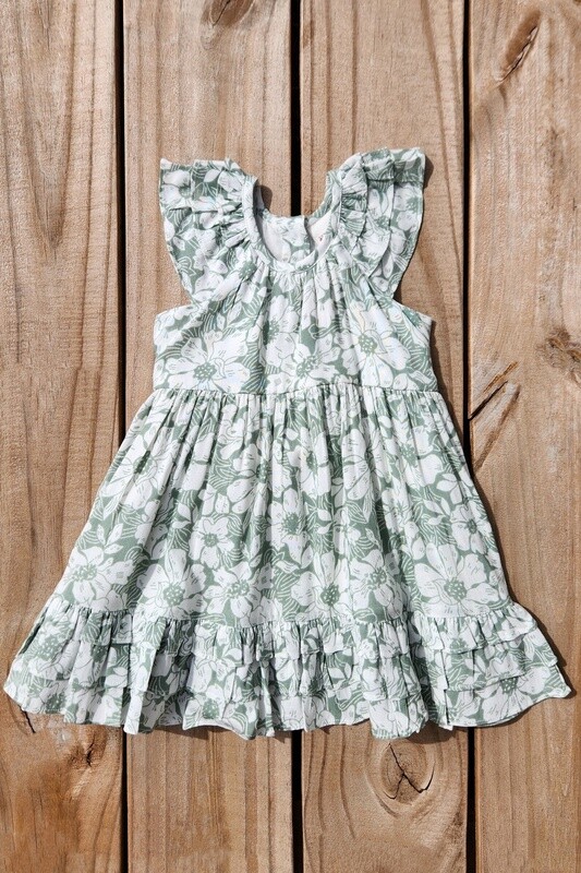 girl&#39;s sage floral dress
