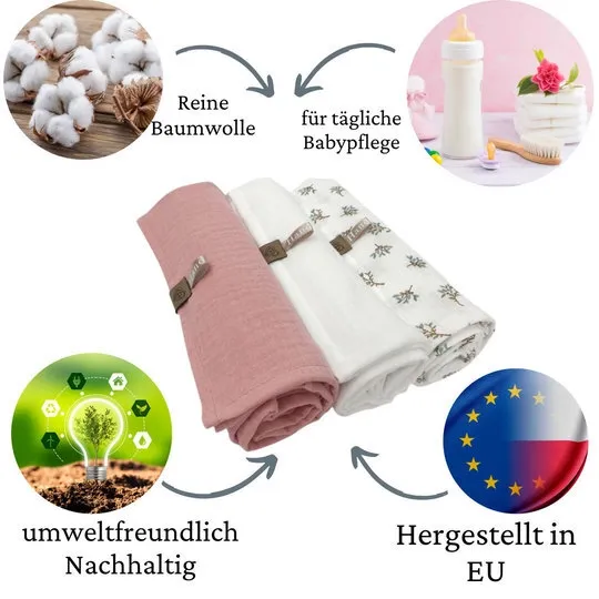 Musselin Spucktuch Geschenk Set - Rosa
