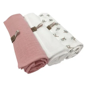 Musselin Spucktuch Geschenk Set - Rosa Musselin Spucktuch Geschenk Set - Rosa